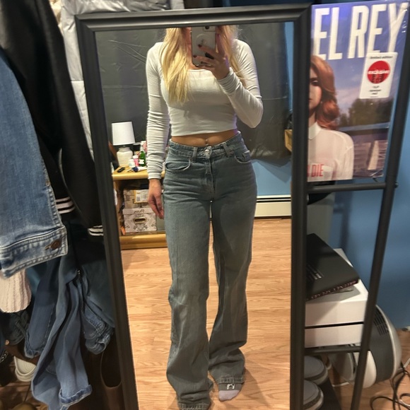Zara full length trf mid-length wide leg jeans - Picture 5 of 6